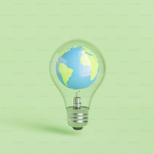 earth on a light bulb - energy efficiency