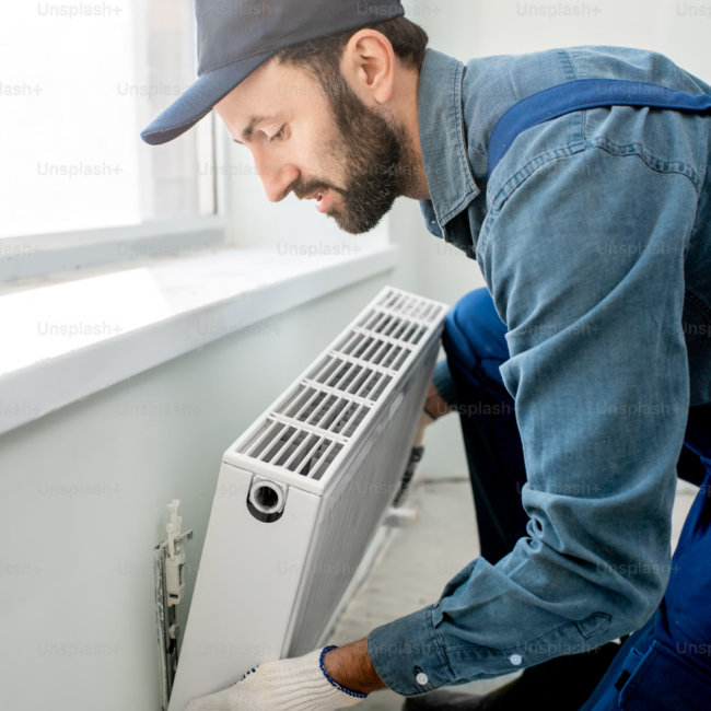 person setting the furnace