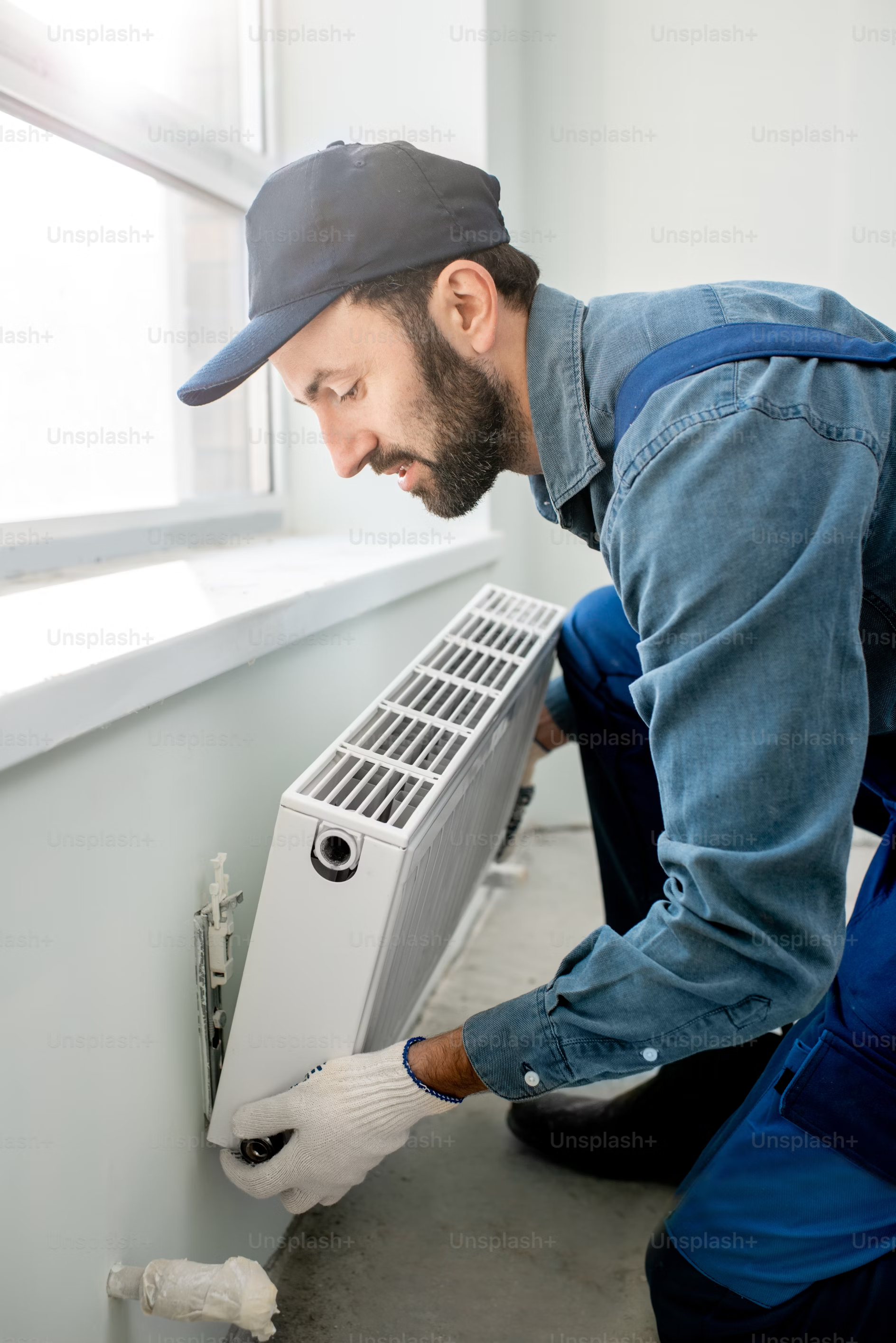 person setting the furnace