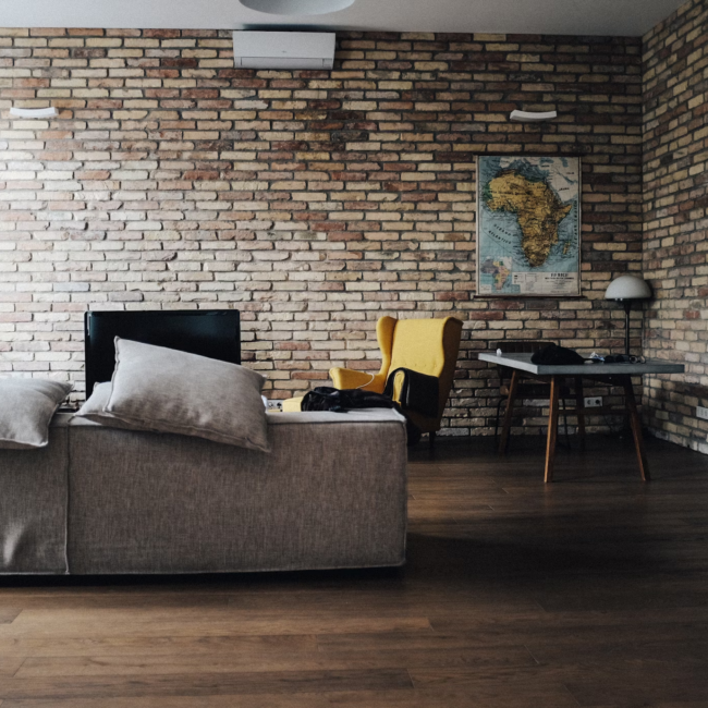 Brick wall living room