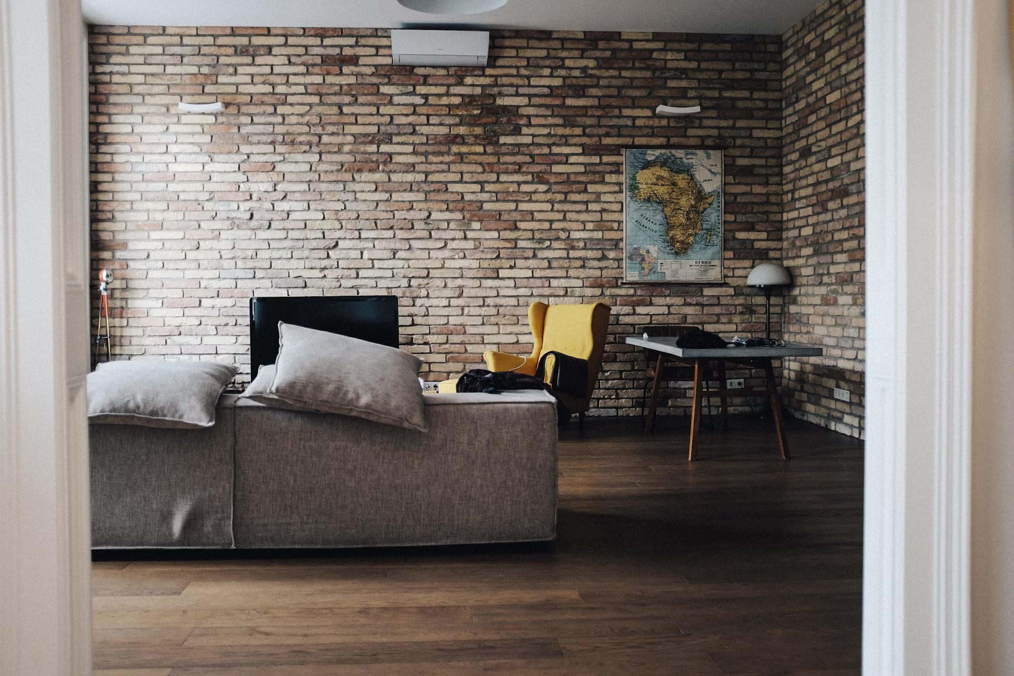 Brick wall living room